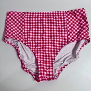 Draper James Land’s End Women’s Pink Gingham High Rise Bathing suit Bottoms S12
